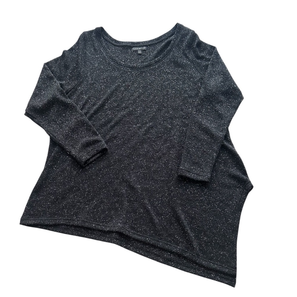 Lane Bryant Women's Asymmetrical Sparkly Black Long Sleeve Top Size 18/20
